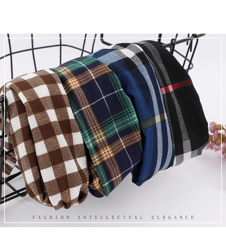 Fashion Plaid Cross Knot Headband Head Band Turban Elastic Hairband Twist Head Wrap Hair Accessories for Women Girls Headwear