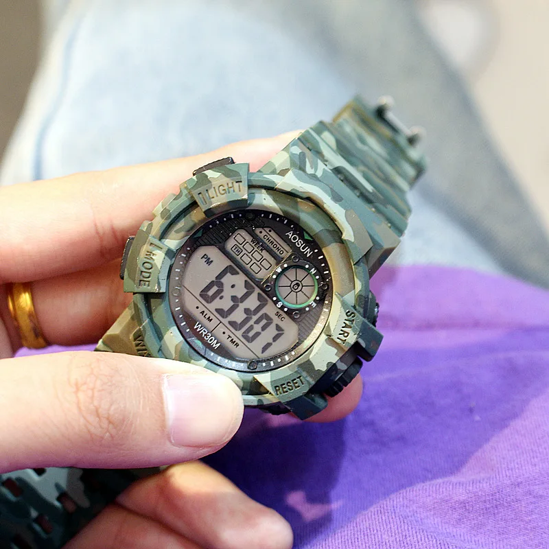 Спортивные женские часы Камуфляжный бренд для девочек модные детские
