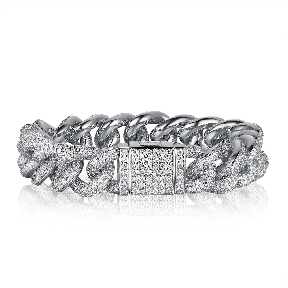 

100% Zircon CZ Hip Hop Miami Cuban Link Chain 14mm 3d Bracelet Men Necklace Dropshipping Iced Out Bling Bling Street