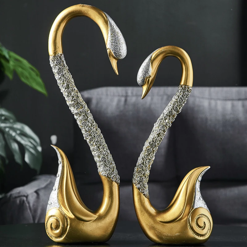 

New Home Decoration Accessories A Pair Of Swan Statue Home Decor Sculpture Modern Art Ornaments Wedding Gifts For Friends Lovers
