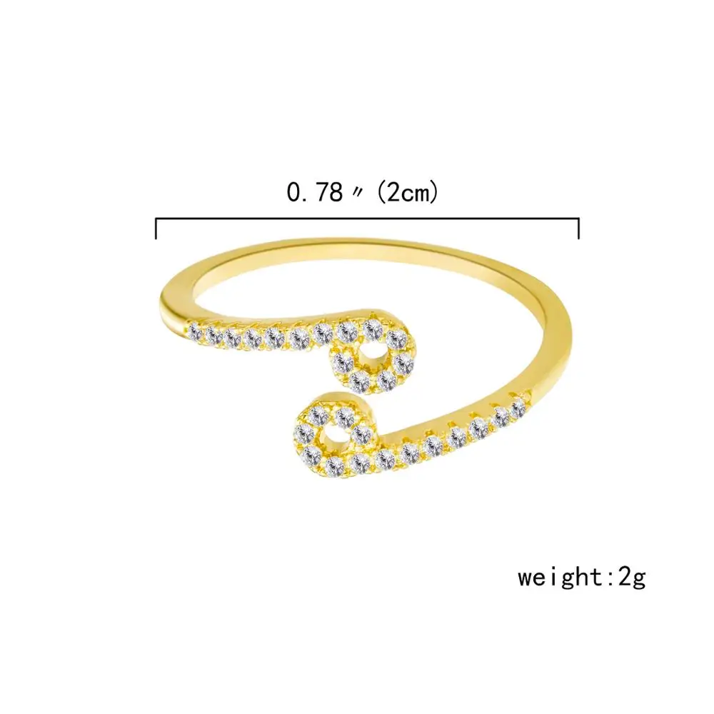 

Female Elegant 12 Constellation Finger Rings Zodiac Sign Gold Silver Color Ring for Women Adjustable Rhinestone Ring Jewelry
