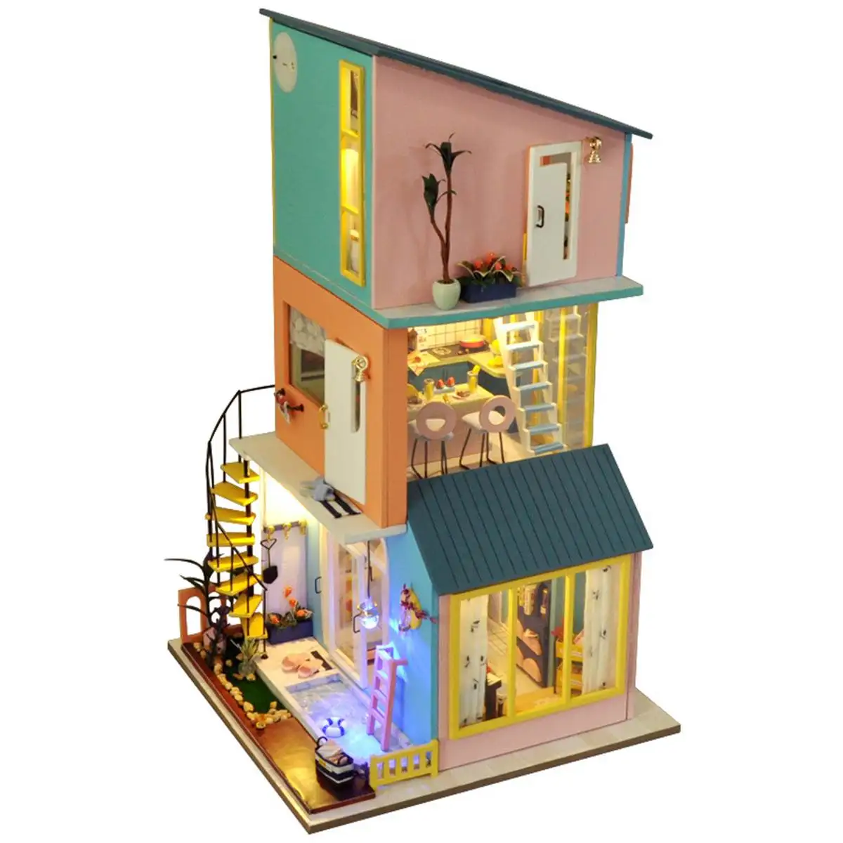 

Doll House Furniture Diy Miniature 3D Wooden Miniaturas Dollhouse Toys for Children Birthday Gifts living room bedroom kitchen
