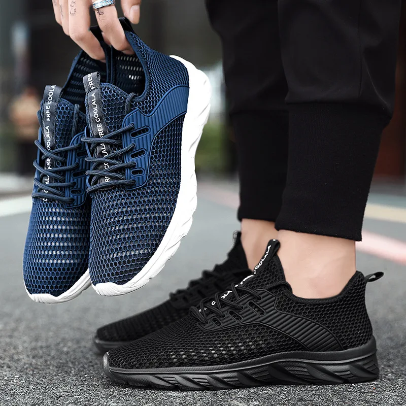 mesh sneakers 2021 summer new men's shoes fashion casual shoes flying woven breathable running soft-soled sports shoes