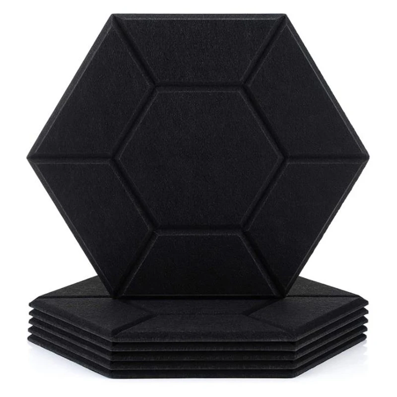 

6 Pack Hexagon Acoustic Panels Soundproof Padding High Density Decorative Sound Dampening Panels for Home and Office