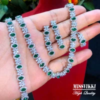 missvikki sweet shiny luxury gorgeous green cz necklace earrings jewelry set women wedding sparkly women wedding accessories