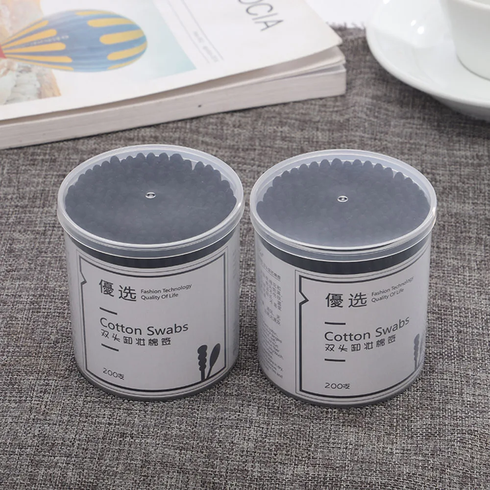 Одноразовые ватные тампоны 200 шт./упак. чистка ушей черные спиральные палочки