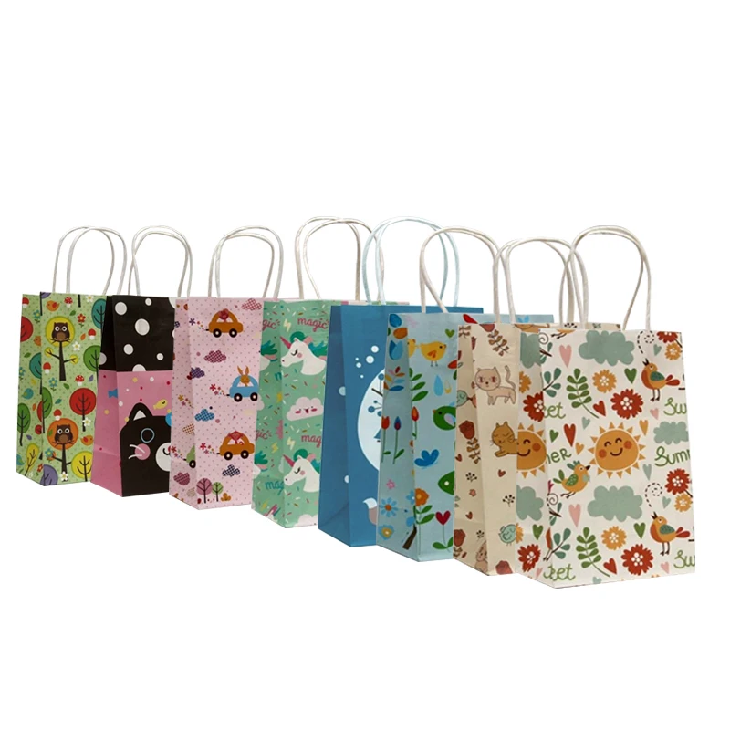 10 шт. подарочные пакеты из крафт бумаги с мультяшным принтом свадебные сумка на