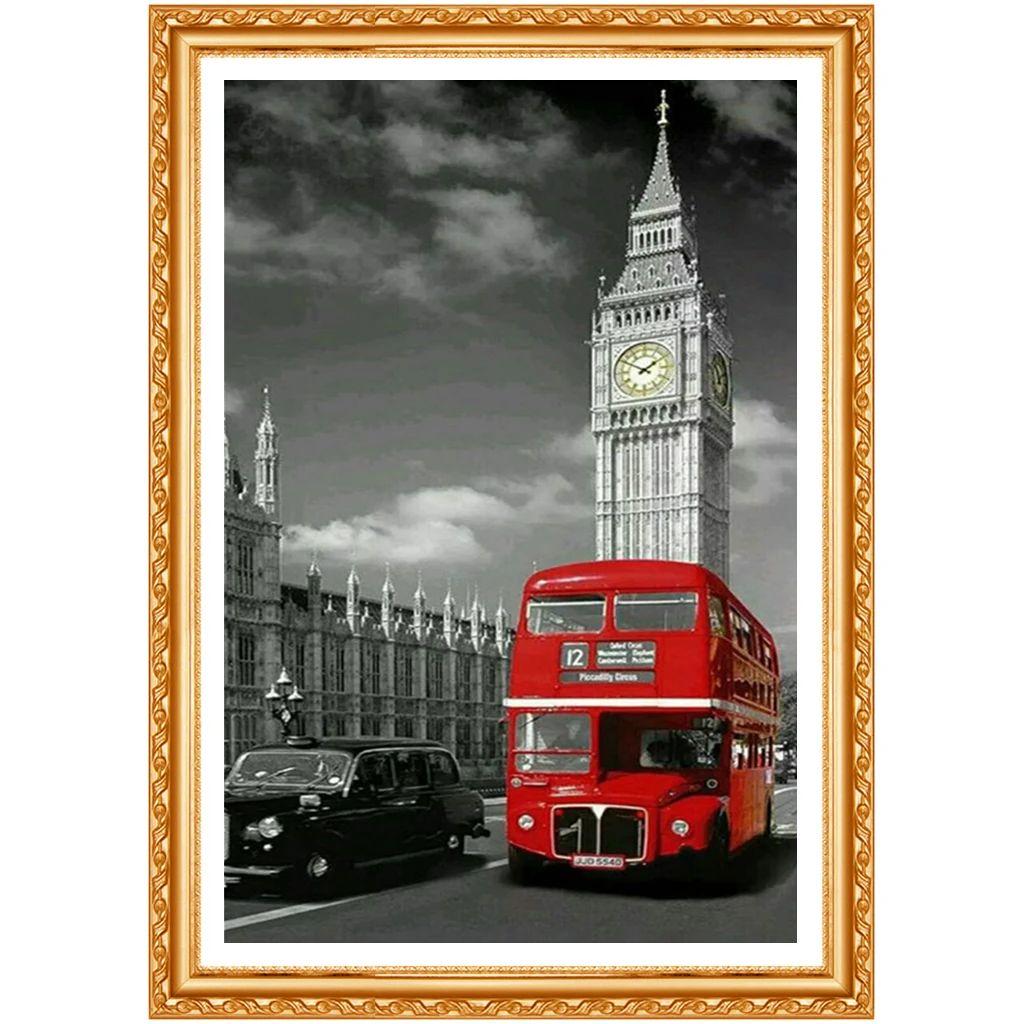 DIY Алмазная картина красный Лондон автобус декоративное изображение горного