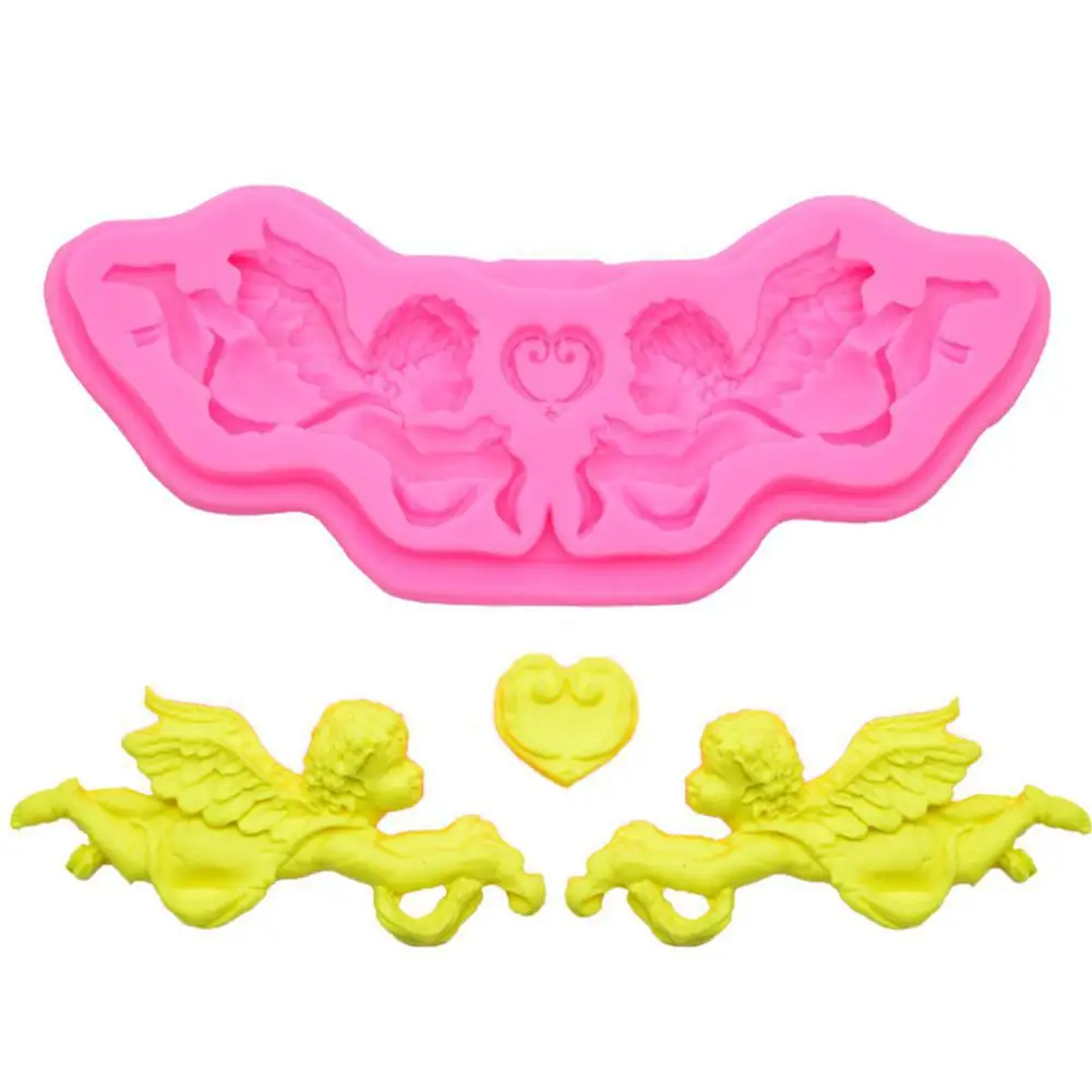 В форме сердца крылья Ангела силиконовые формы шоколадный торт помадной плесень