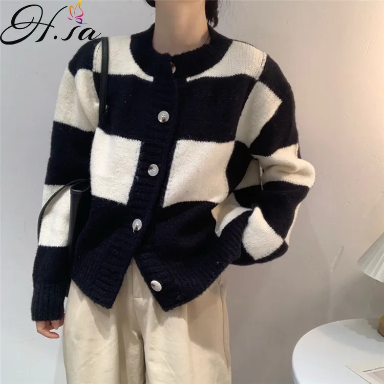 

Hsa 2021, новая осенняя Женская одежда, свитер, пальто, свободный стиль для похудения, модный универсальный свободный свитер для женщин