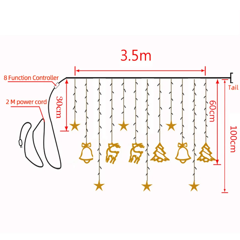 

Christmas Lights Indoor/Outdoor EU220V/US110V Fairy lights Moon Star Lamp LED String Decoration for home Party Holiday lighting