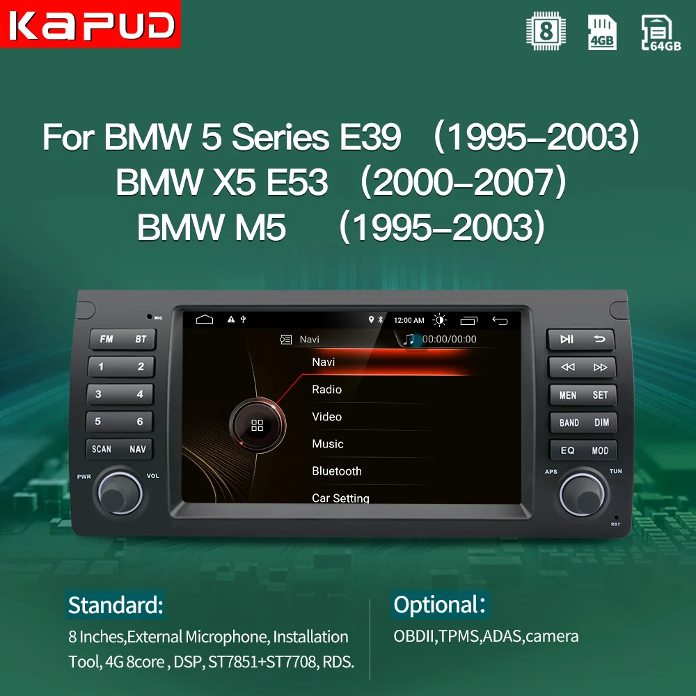 Мультимедийный плеер Kapud 4G GPS Android 10 0 8 дюймов для Bmw X5 E53/5 Series E39/M5 радио стерео BT Wi Fi