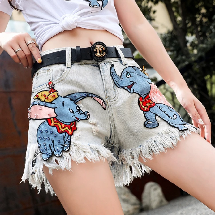 Женские джинсовые шорты универсальные свободные с широкими штанинами