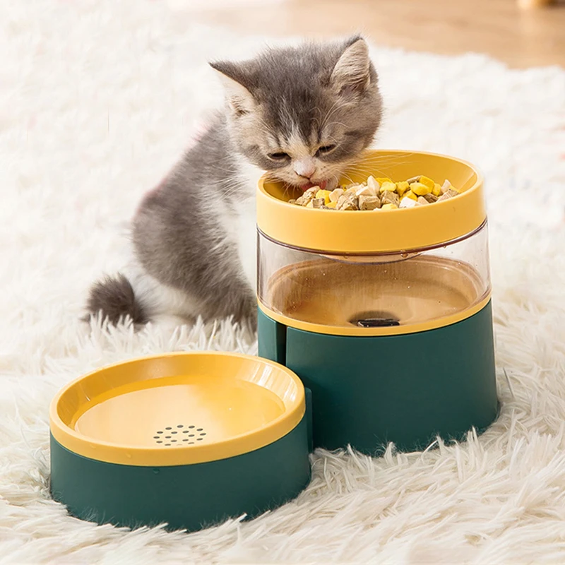 

Pet Double Bowls Cat Dog Automatic Food Water Feeder Bowls Puppy Raise Drinking Dish for Cats Feeding Supplies Dual Use