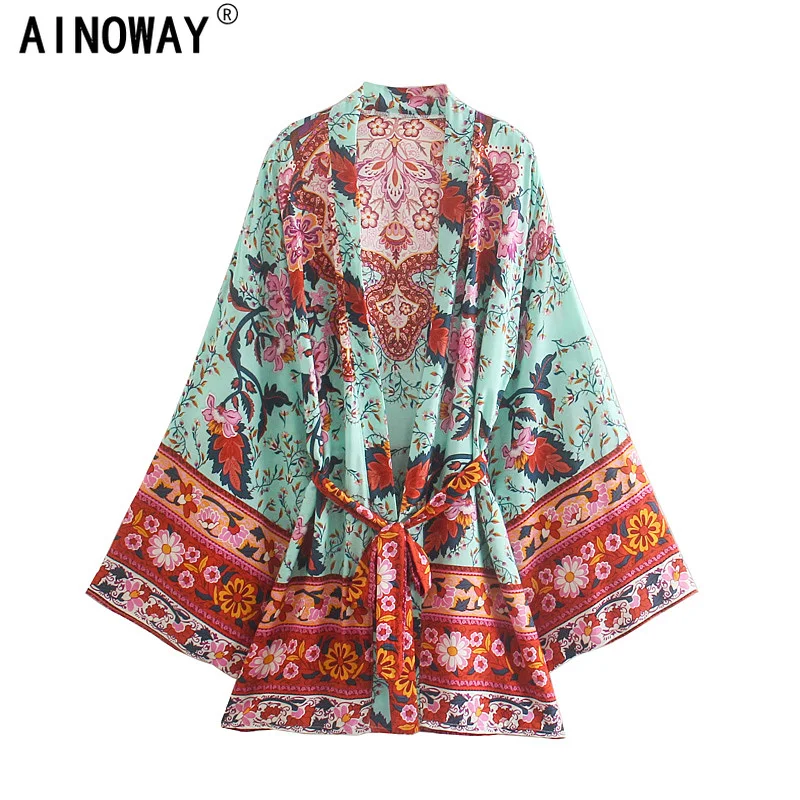 Женское богемное кимоно с V образным вырезом и рукавами летучая мышь| |