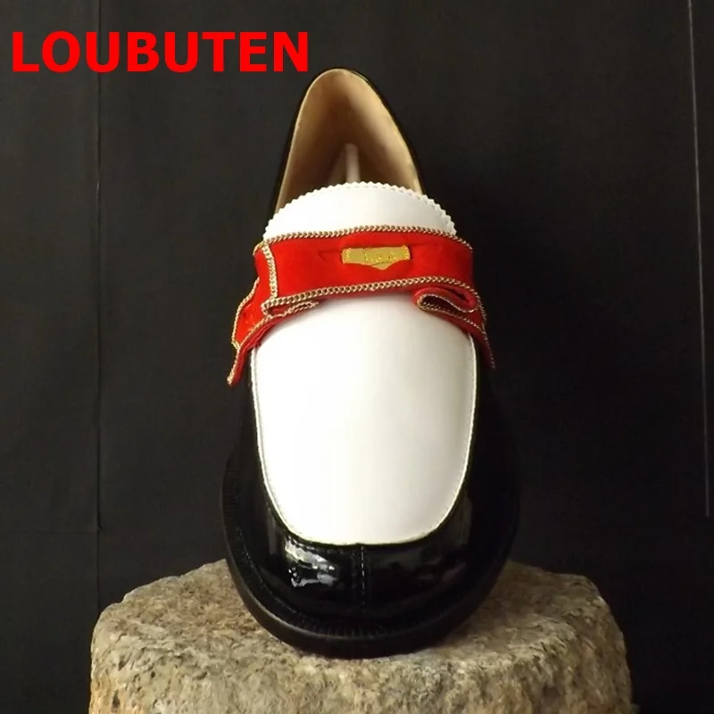 

LOUBUTEN New Arrival Patchwork Patent Leather Loafers Men Casual Shoes Handmade Dress Shoes Men's Party And Prom Shoes Slip-ons