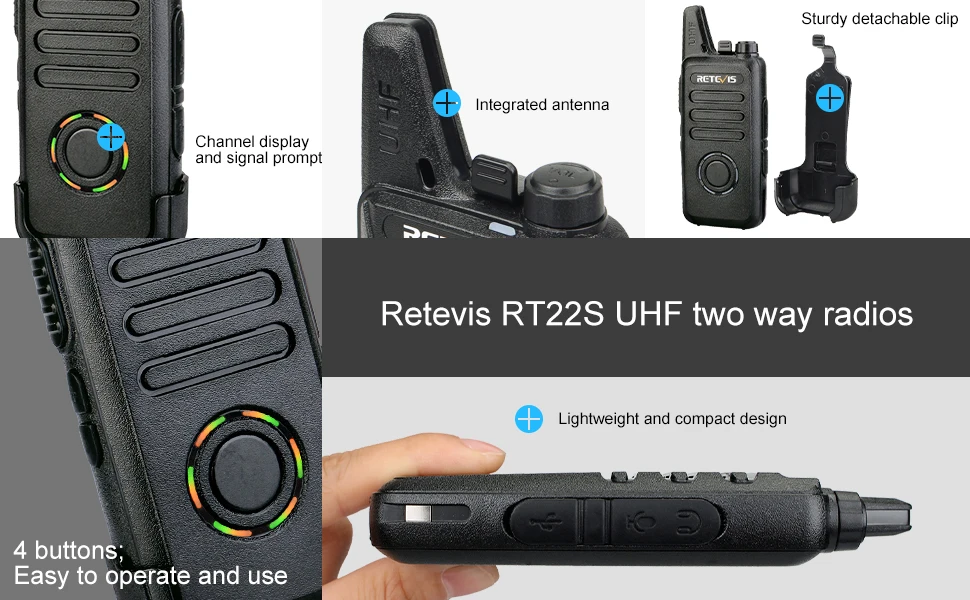 4 шт. RETEVIS RT22S Handsfree Walkie Talkie RT22 обновление VOX скрытый дисплей usb зарядка двухстороннее радио приемопередатчик с наушником