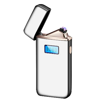 Ice Sliver Новая электрическая зажигалка со светодиодный дисплеем питания сигарета с зарядкой от USB Зажигалка Ветрозащитная дуговая плазменная Зажигалка гаджеты для мужчин - Цвет: Ice Sliver