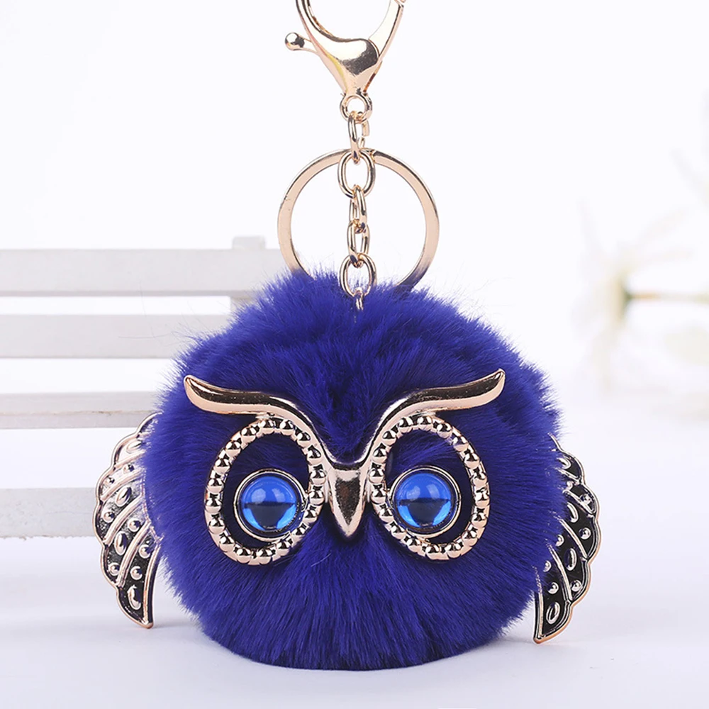 

Cute owl fur ball keychain cartoon big eyes fur ball pendant fashion female bag pendant mobile phone pendant