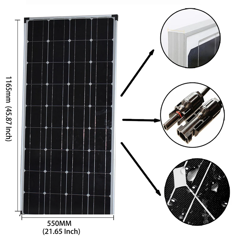Стеклянная солнечная панель 300 Вт 400 монокристаллическая батарея 1 шт. жесткая