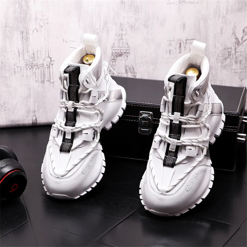 spesifikasi Hop Hip Sneakers Pria Musim Gugur Sepatu Punk Mewah Atasan Tinggi PELATIH Sepatu Bot Pergelangan Kaki Penambah Tinggi Zapatillas Hombre