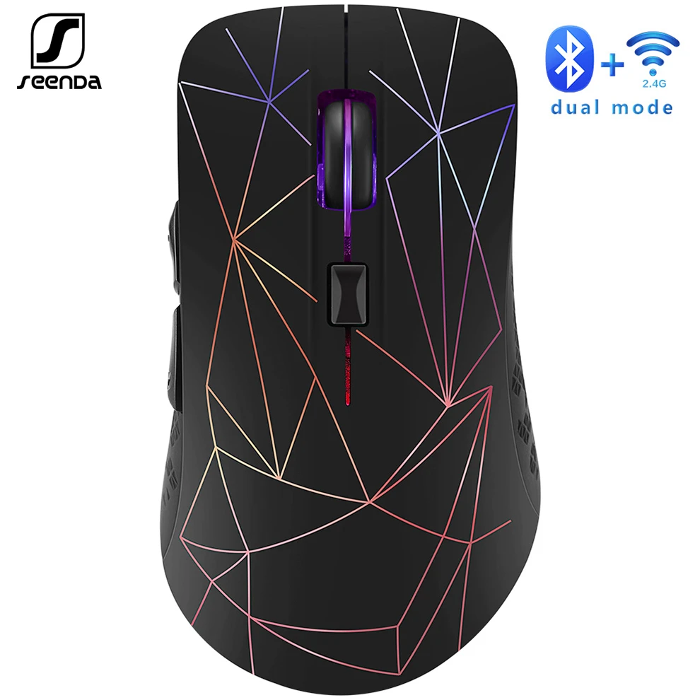 Беспроводная игровая мышь SeenDa 2 4 ГГц 6 кнопок Bluetooth 0 USB перезаряжаемая подсветка
