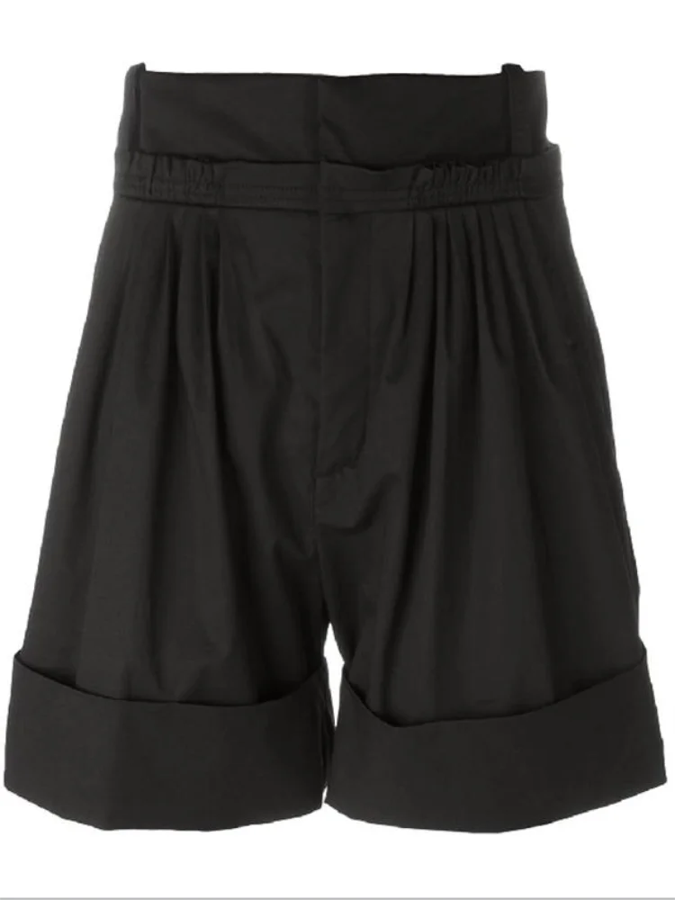 Men's Shorts Summer New Dark High Waist Wide Edge Roll Leg Design Loose Casual Trend Youth Large Size Versatile Shorts