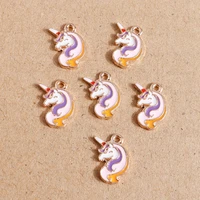10pcs 915 mm cartoon enamel unicorn charms for necklaces pendant earrings diy colorful animal charms jewelry making accessories