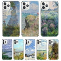 claude monet art painting phone case for iphone 12 mini 11 pro x xs max xr 7 8 plus se 2020 transparent soft shell cover