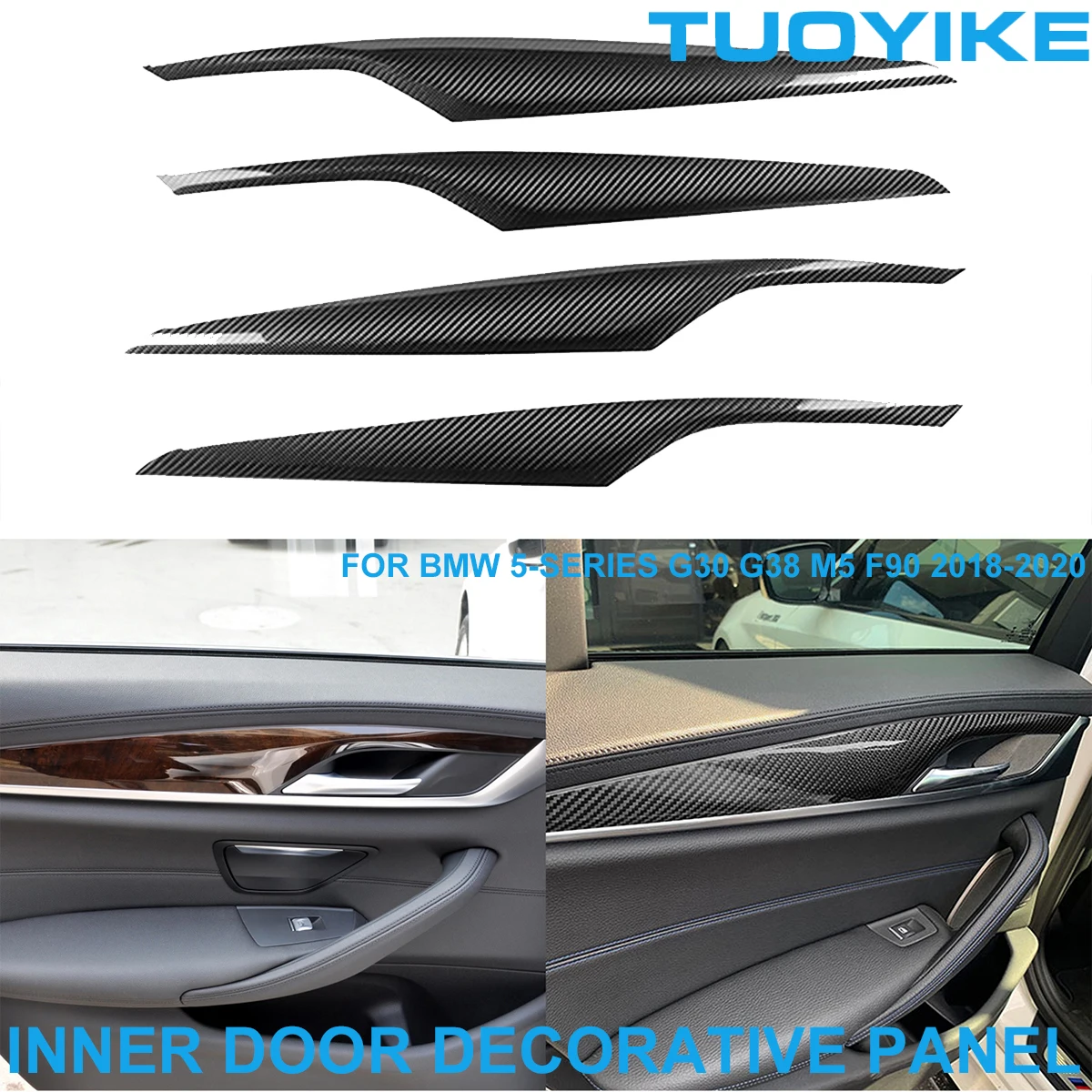 

LHD RHD Car Styling Real Carbon Fiber Interior Inner Door Decorative Panel Cover Trim Sticker For BMW 5-Series G30 G38 2018-2020