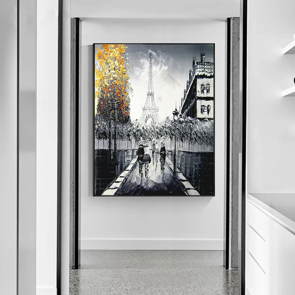 

Abstract People Under The Iron Tower 100% Hand Painted Oil Painting On Canvas Abstract Figure Painting Wedding Home Decoration