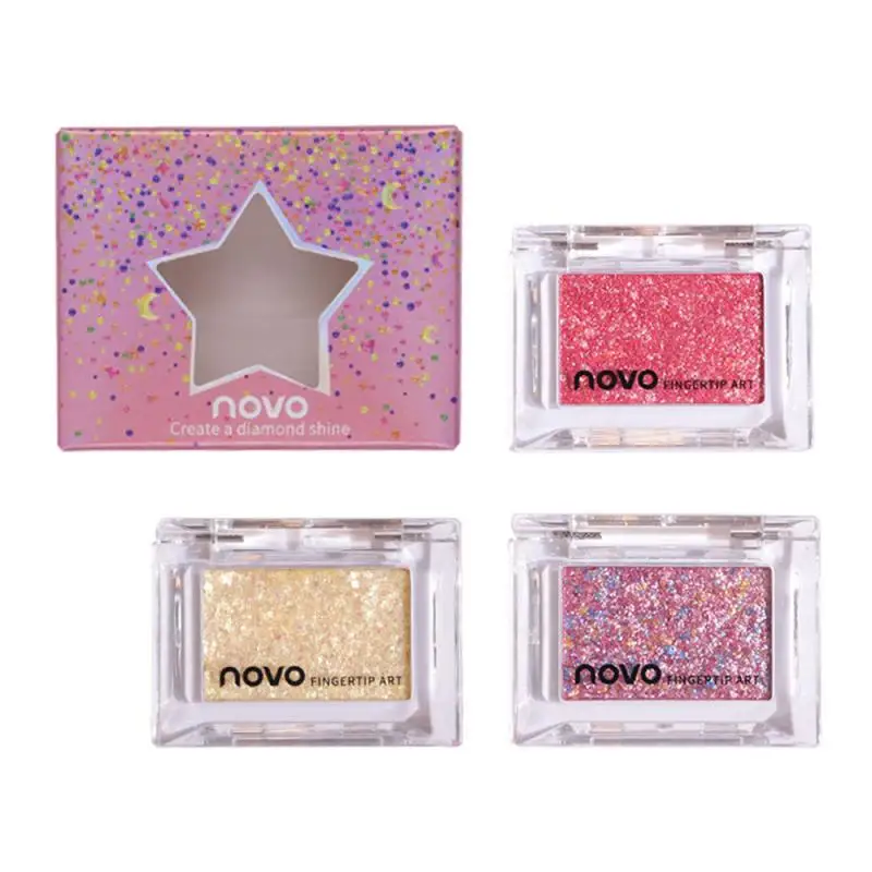 NOVO Single Sequins Eyeshadow Face Eye Highlight Shadow Powder Pentagram Moon Diamond Fragment Makeup Tool TSLM1 |