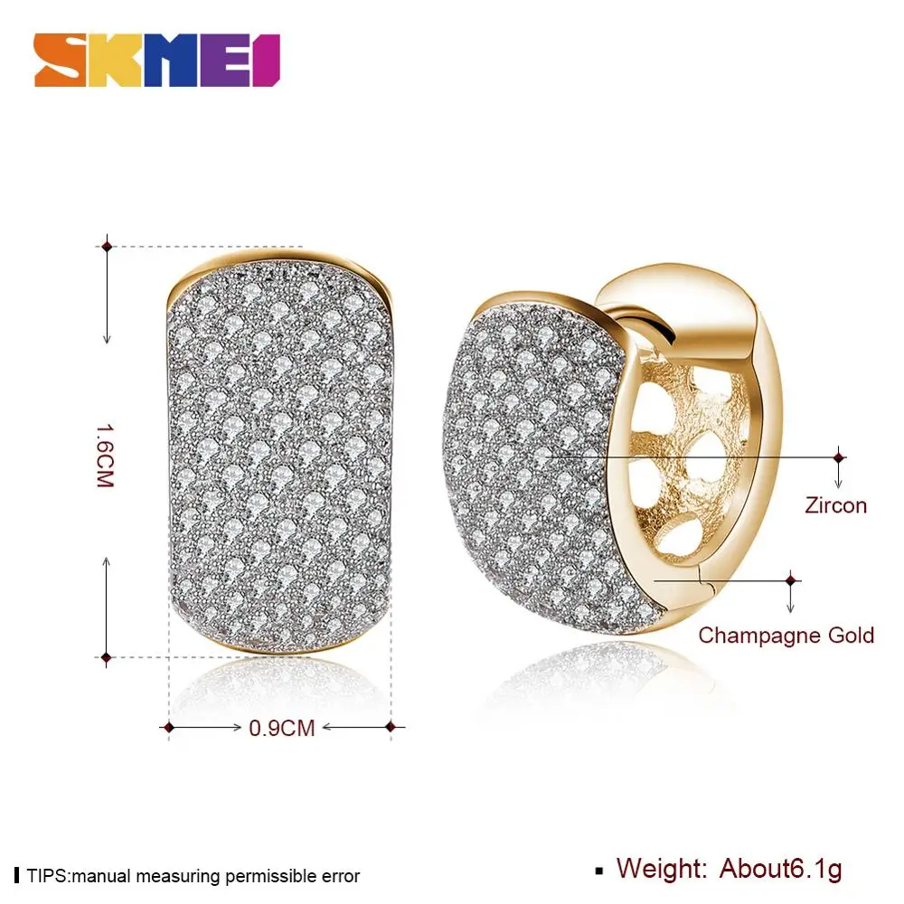 

2020 SKMEI New Fashion Rhinestone Metal Clip Earrings For Women Jewelry No Pierced Girls Earrings Gift LKN031