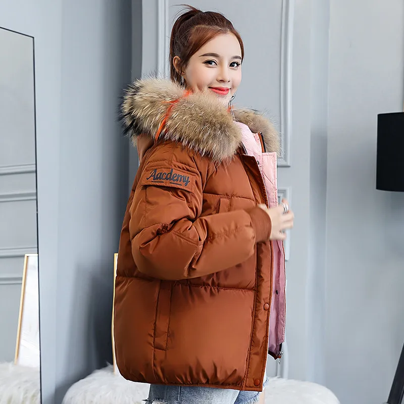 2020 New Women Parka Winter Down Cotton Jacket Thick Warm Short Coats female Fake Fox Fur Collar Hooded Plus Size Padded jacket | Женская