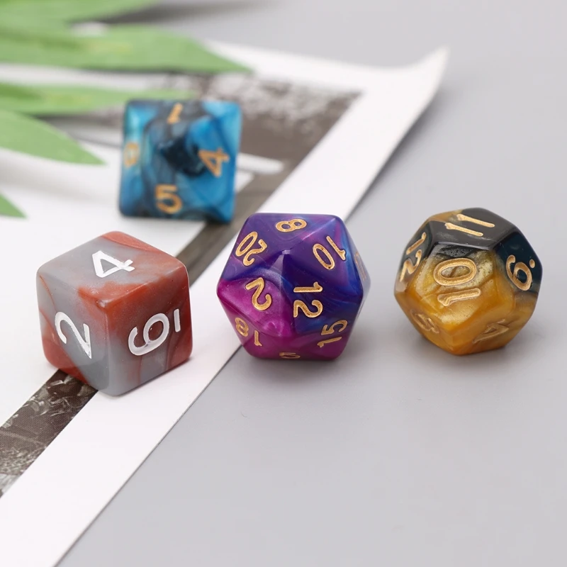 7 шт./компл. Dices Beads TRPG Games D4 D20 многосторонний красочный|Кубики| |