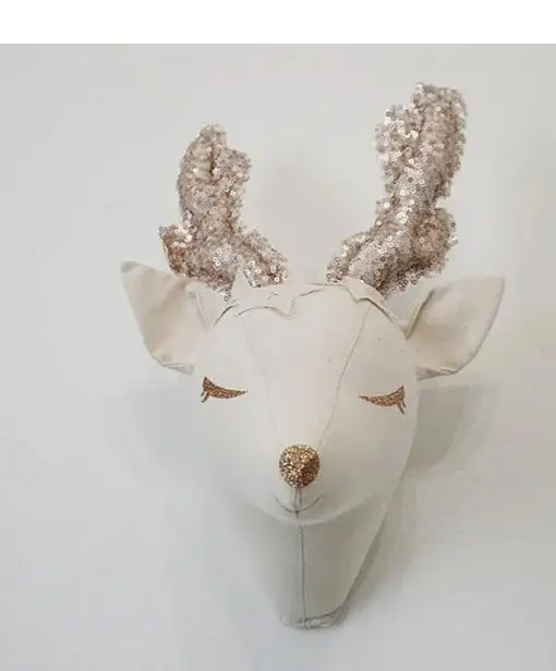white Украшение для детской комнаты, 3D голова животных, слон, единорог, Настенный декор для детской комнаты, украшение для детской комнаты, мягкая установка - Цвет: white