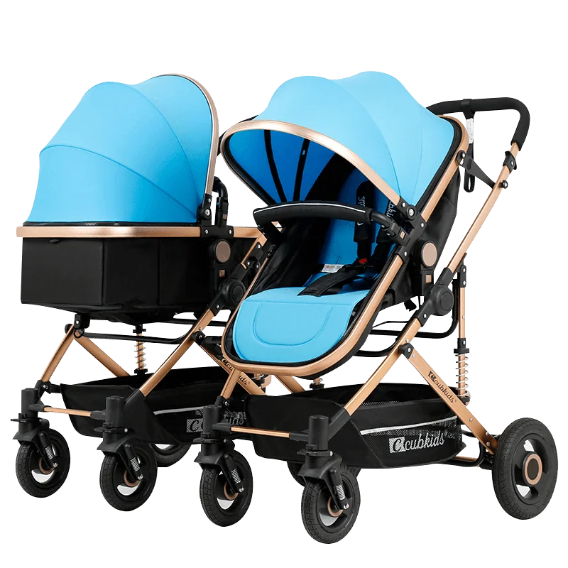 

Twins Baby Stroller Can Sit Lie-Split High Landscape Lightweight Folding Shock Absorbers Double Trolley Second Child Trolley