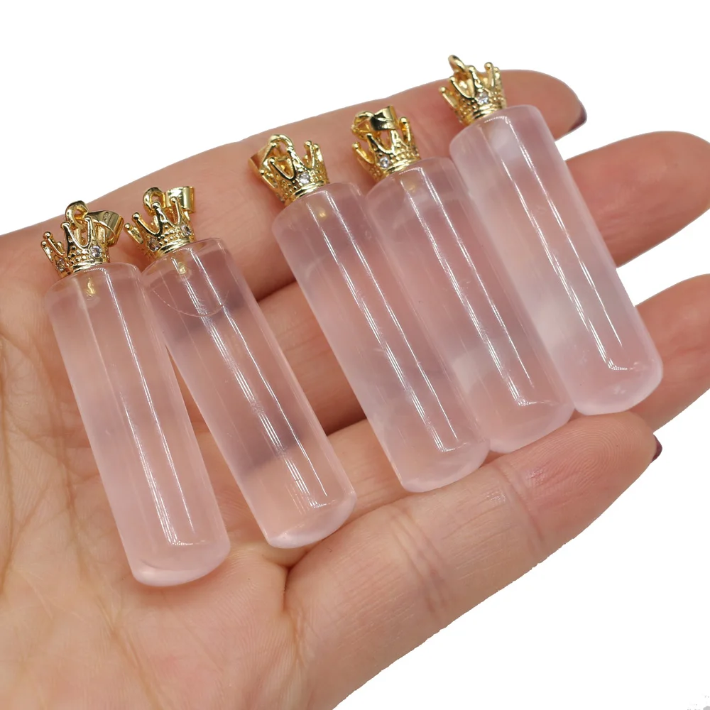 

Natural Stone Gems Rose Quartz Handmade Crafts DIY Cute Charm Necklace Sweater Chain Jewelry Accessories Party Gift Making