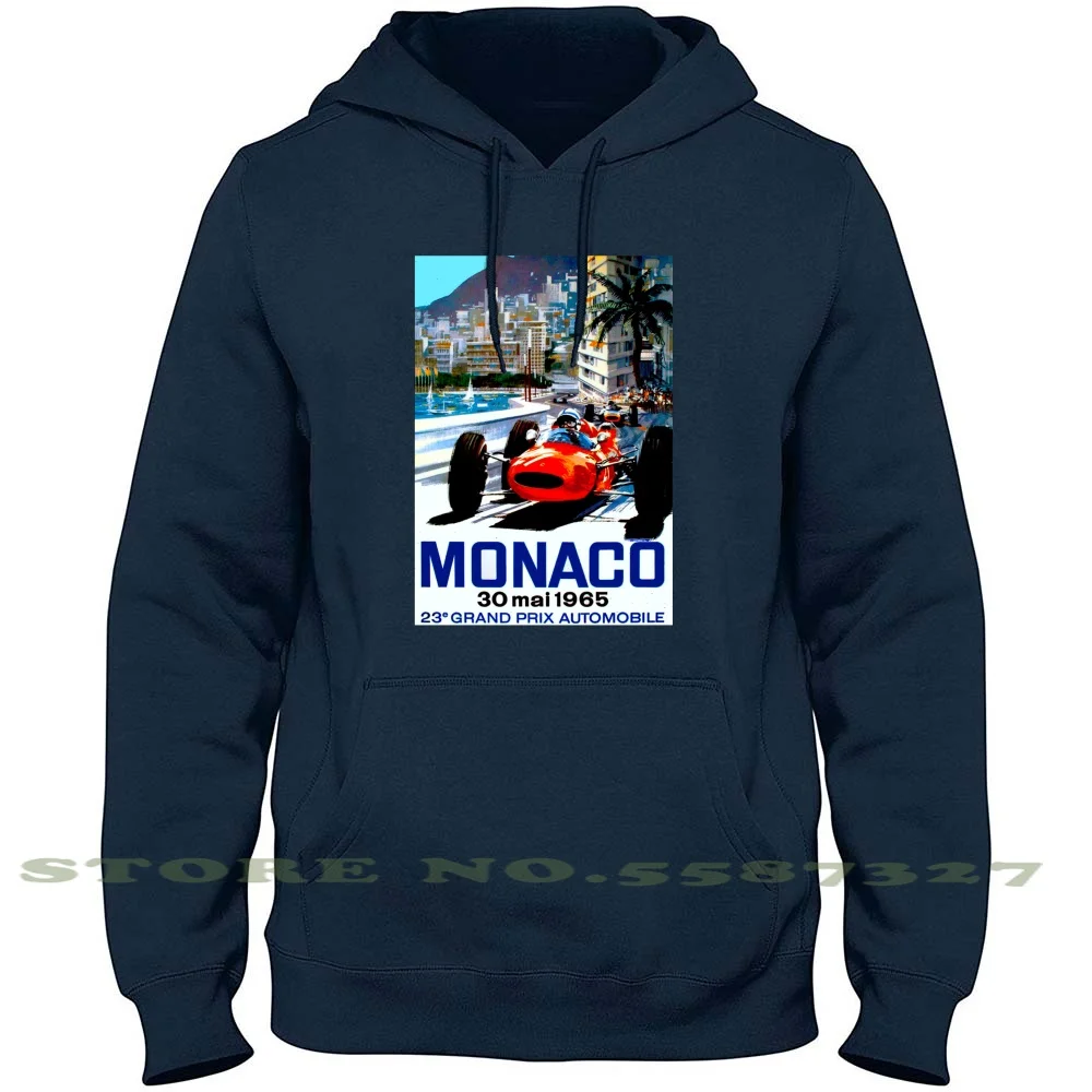 

" Monaco Grand Prix " Vintage Auto Racing Print Long Sleeve Hoodie Sweatshirt Monaco Grand Prix Auto Racing Automobiles Vehicl
