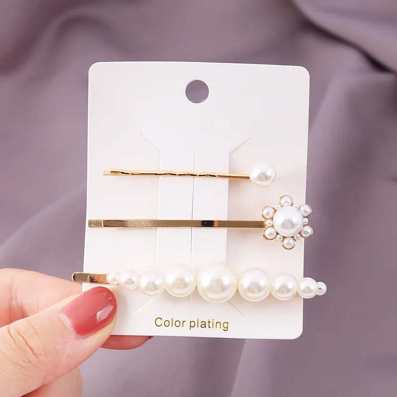 

2/3pcs/set Women Girls Elegant Pearls Geometric Hair Clips Sweet Hair Ornament Hairpin Barrette Headband Hair Accessories