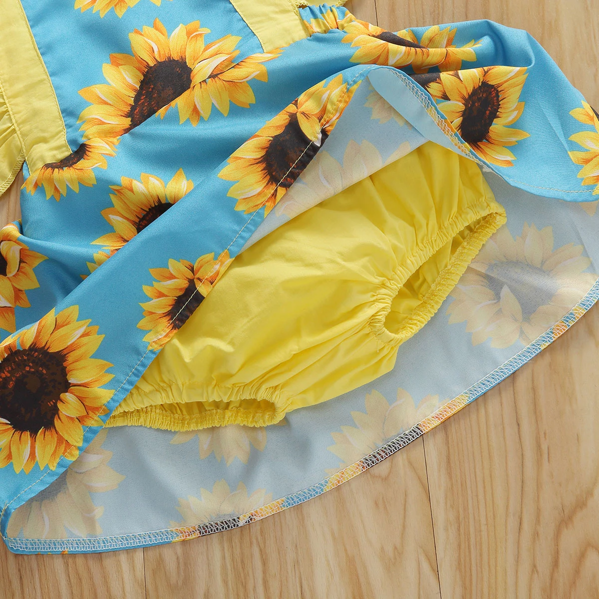 

0-24M Baby Girls Romper Dress Sunflowers Print Ruffles Short Sleeve Cute Jumpsuits Summer Outfits