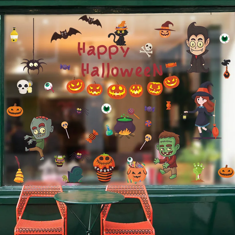 

Halloween Party Atmosphere Window Glass Decoration Wall Stickers Halloween Decoration Home Window Wall Stickers