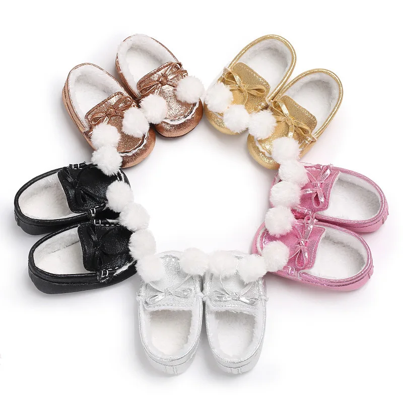 

Baby Moccasin Sweet Slippers Winter Baby Shoes Newborn Loafers New Girls Pu Leather Prewalkers Toddler Infant First Walker 0-18M