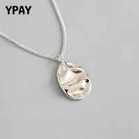 ypay pure 925 sterling silver necklaces for women geometric irregular concave and convex pendant necklace party jewelry ymn099