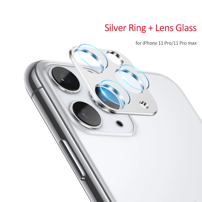 Silver 1 Для iPhone 11 Pro Max пленка из закаленного стекла задняя крышка объектива камеры металлическое защитное кольцо чехол для iPhone 11 защита экрана - Цвет: Silver 1