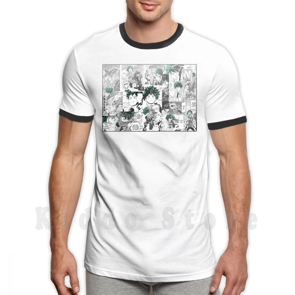 

Футболка с коллажем манги Deku, хлопковая Футболка большого размера с героями мультфильма «сделай сам», 100%