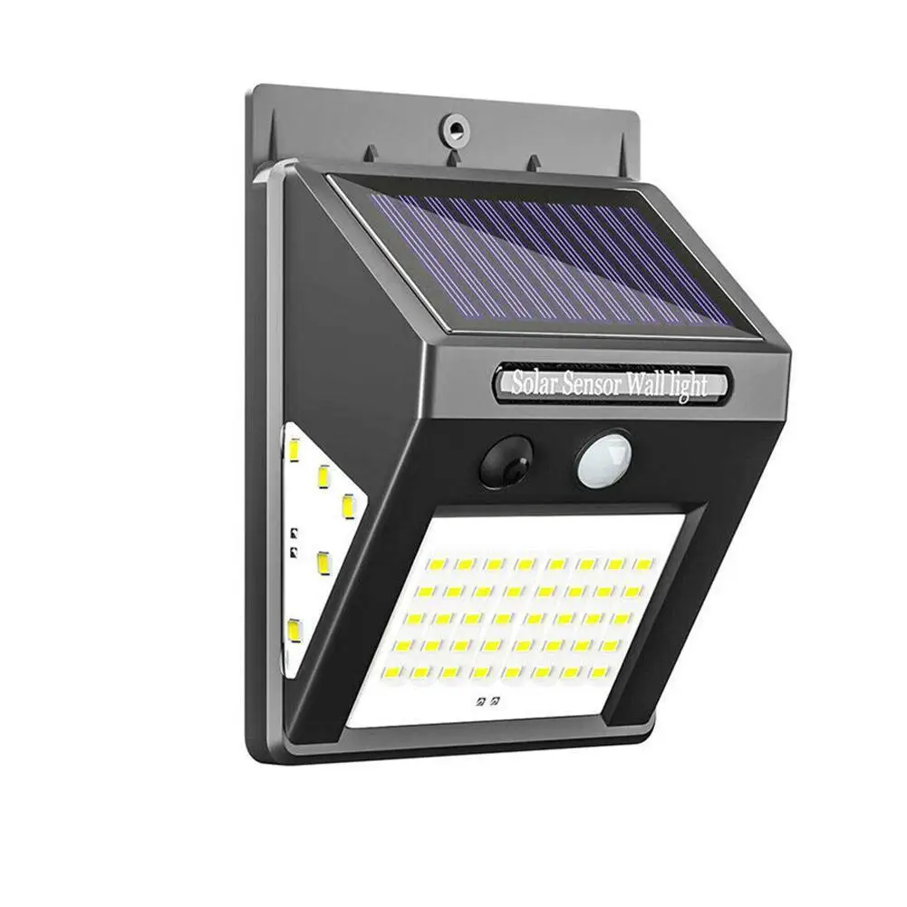 

50 Led Solar Sensor Flood Lights Wall Outdoor Path Garden Lamp Illuminated Fence Color Security Black Three-Sided Light R0Z6