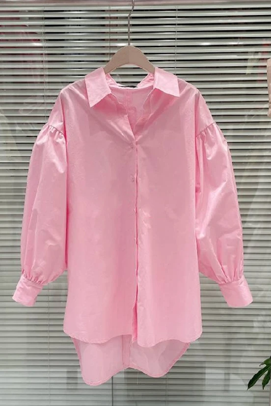 

2021 Spring New Fashion All Match Slim Solid Turn Down Collar Drawstring Backless Shirt Women Tops