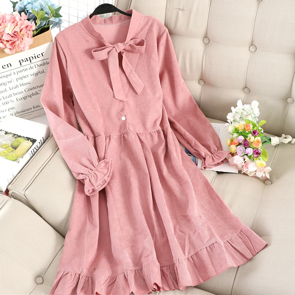 Осень 2019 женское винтажное платье с длинным рукавом элегантное мини-платье