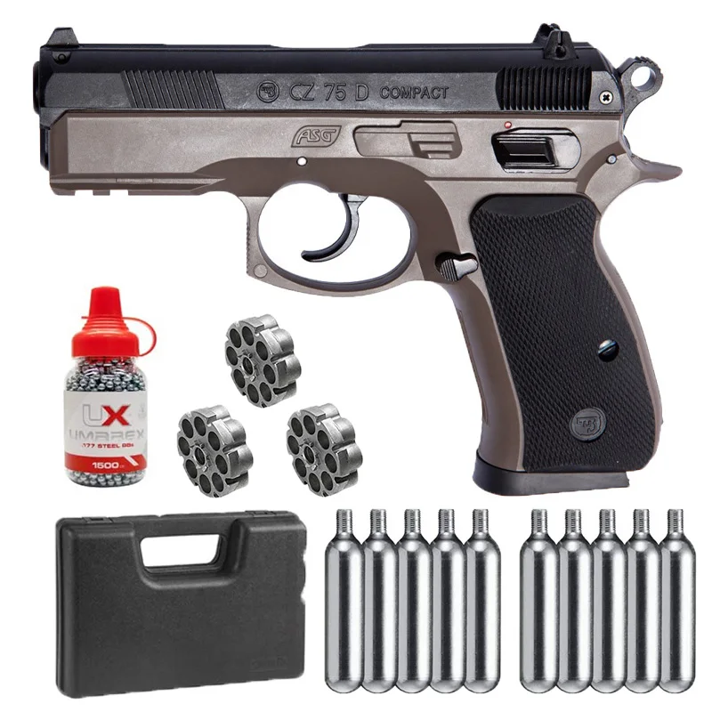 

Airsoft gun CZ 75D Compact + gun bullet converter + 10x12 carbon dioxide tank + 1500ct steel BBS home decoration metal wall logo